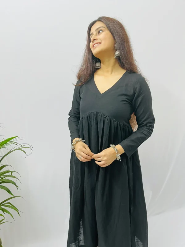 Black Anarkali pure cotton Kurta with pocket