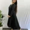 Black V neck pleated Kurta