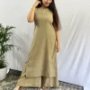 Beige Halter neck Kurta and Pant set