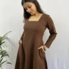 Pure Cotton Coffee brown Square neck Kurta Palazzo with Pant