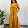 Pure Cotton Mustard yellow Square neck Kurta Palazzo with Pant