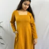 Pure Cotton Mustard yellow Square neck Kurta Palazzo with Pant