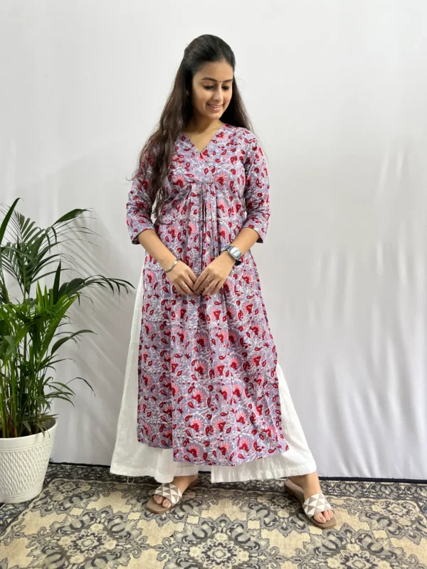 Grey Kalamkari handblocked Kurta