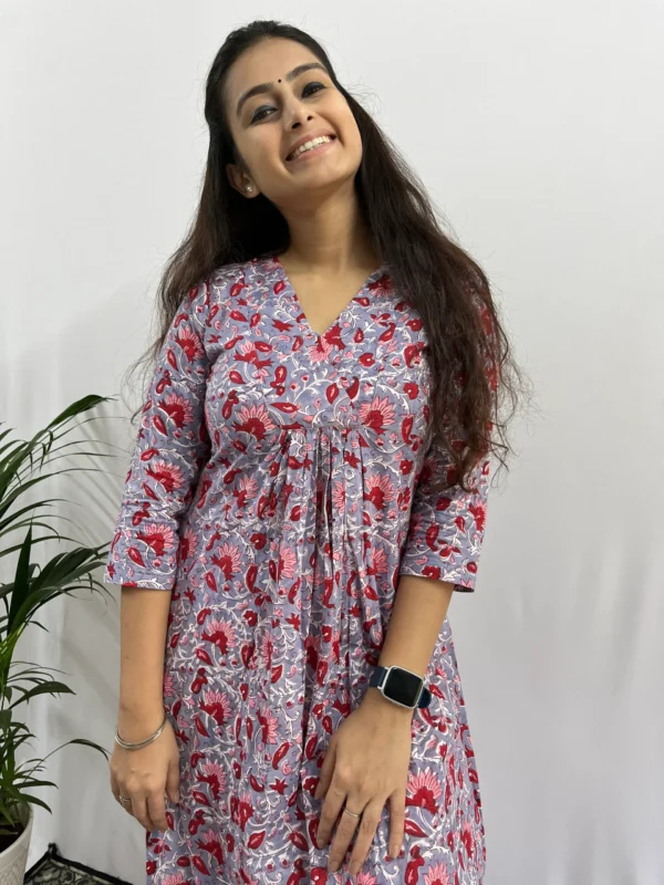 Grey Kalamkari handblocked Kurta