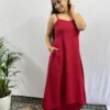 Maroon sweetheart neckline kurta with pocket