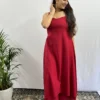 Maroon sweetheart neckline kurta and pant set with pocket