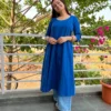 Blue Kali cut Kurta with pocket