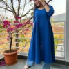 Blue Kali cut Kurta with pocket