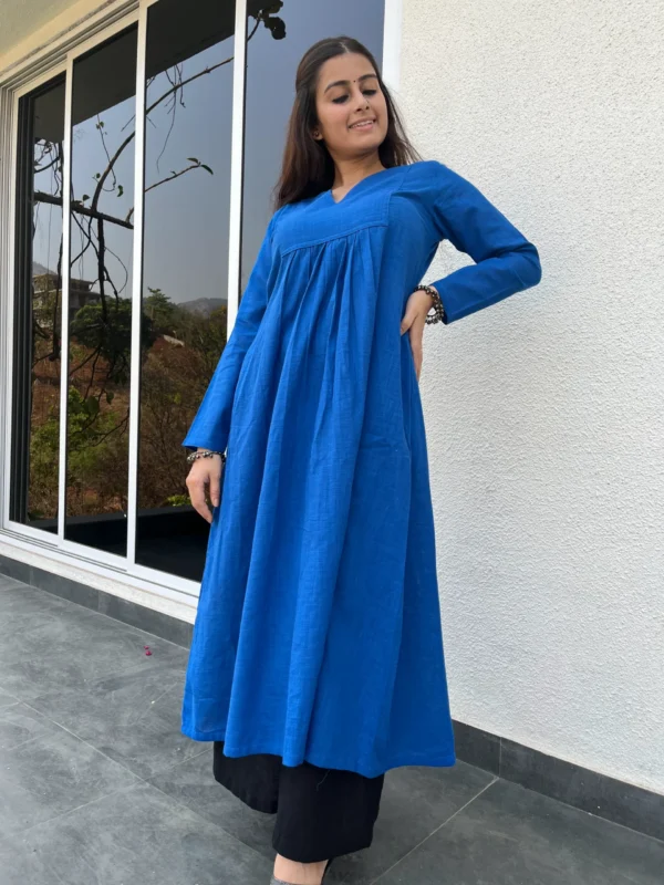 Blue Full sleeves pure cotton Kurta