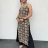 Black Kalamkari strapped sleeves kurta