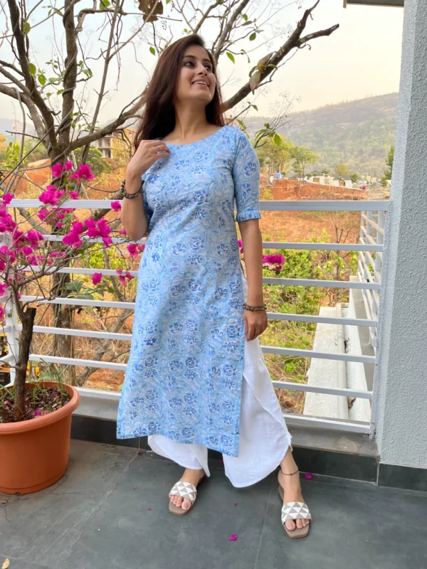 Light Blue Kalamkari Kurta