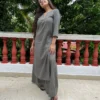 Grey kurta with palazzo pants in pure cotton fabric