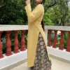 Mellow yellow kurta with kalamkari palazzo