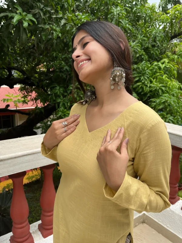 Mellow yellow kurta with kalamkari palazzo