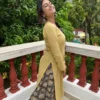 Mellow yellow kurta with kalamkari palazzo