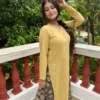 Mellow yellow kurta with kalamkari palazzo