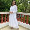 Pure cotton White Gher Kurta with pocket