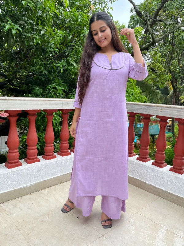 Lilac Kurta with wide legged palazzo