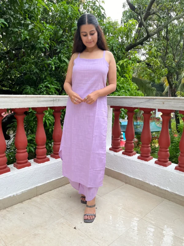 Lilac cotton Kurta and Pant set