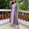 Lilac Kurta and pant set with grey Shrug
