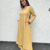 Square neck Kurta with palazzo in Daffodil