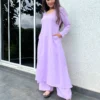 Square neck Kurta with Palazzo pants in Lilac