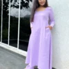 Square neck Kurta with Palazzo pants in Lilac