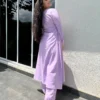 Square neck Kurta with Palazzo pants in Lilac
