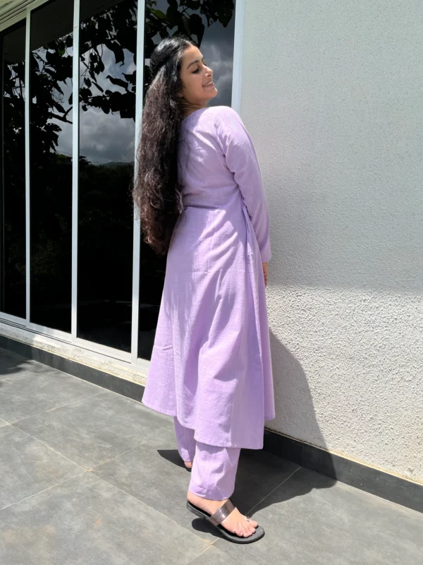 Square neck Kurta with Palazzo pants in Lilac