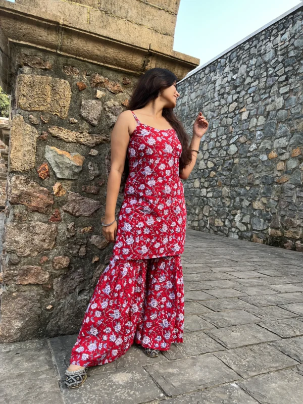 Gharara set in red