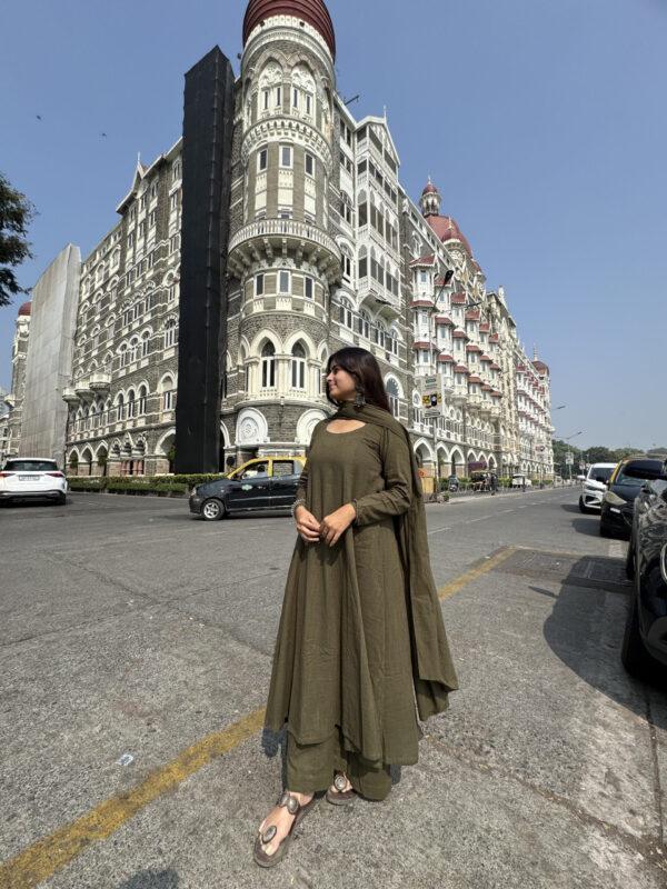 Dark Olive suit set with Dupatta