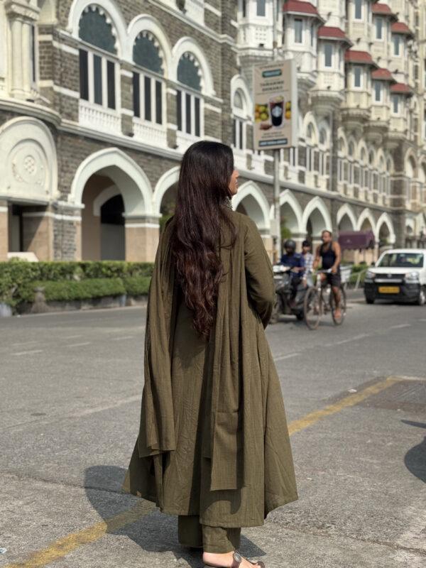 Dark Olive suit set with Dupatta
