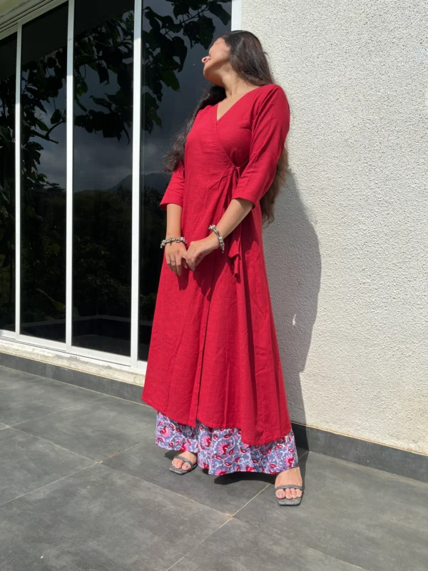 Maroon Angarakha Kurta with Kalamkari Palazzo