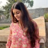 Pihu peach floral kurta with pocket