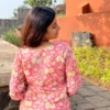 Pihu peach floral kurta with pocket