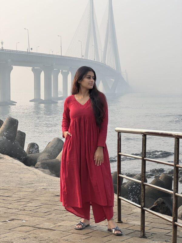 Maroon Masakali Kurta with Dhoti Pants
