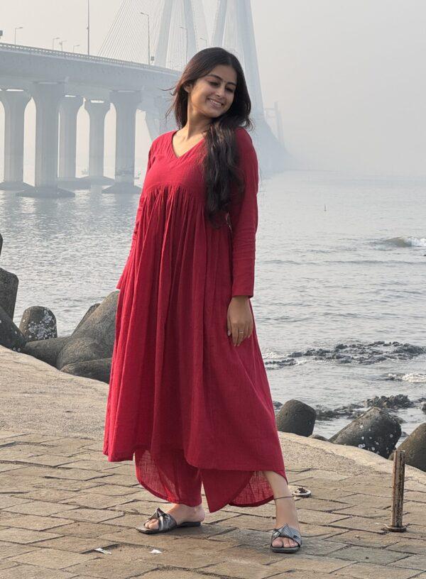 Maroon Masakali Kurta with Dhoti Pants
