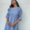 Light blue suit set in pure cotton