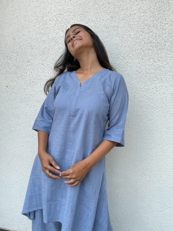 Light blue suit set in pure cotton