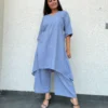 Light blue suit set in pure cotton