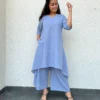 Light blue suit set in pure cotton