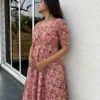 Yellow floral kurta with pocket