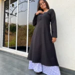 Black A-line Kurta with Kali Palazzo