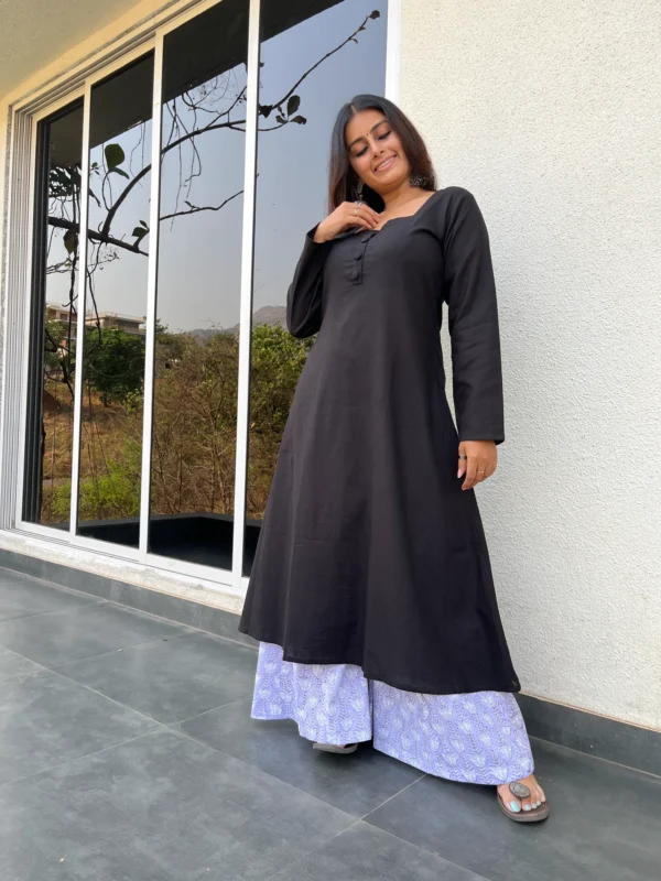 Black A-line Kurta with Kali Palazzo