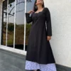 Black A-line Kurta with Kali Palazzo