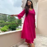 Kali Kurta with Dhoti Pants in Pink