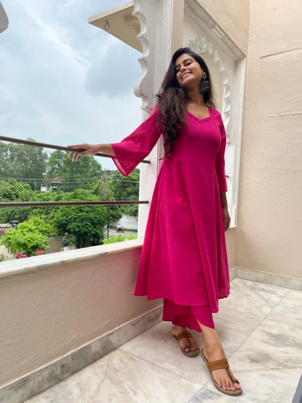 Kali Kurta with Dhoti Pants in pink