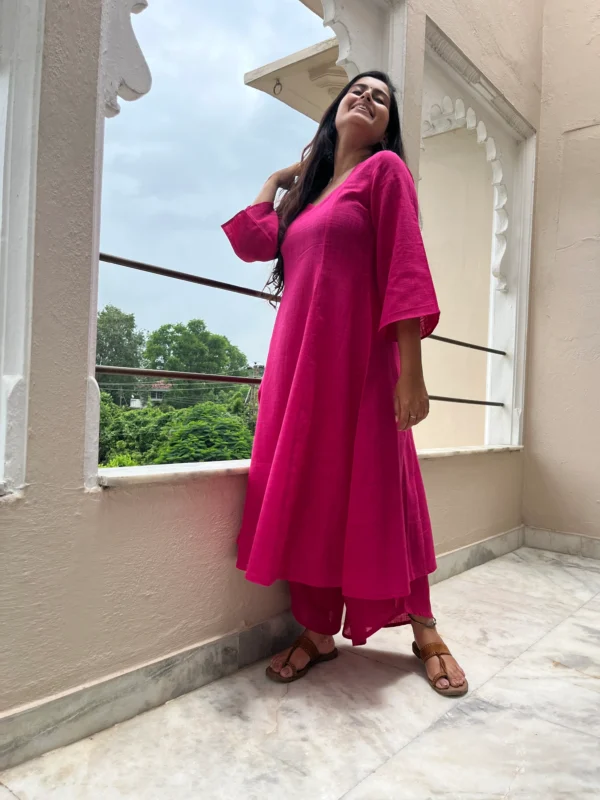 Kali Kurta with Dhoti Pants in pink