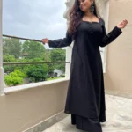 Black A-line Kurta with Palazzo