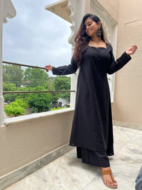 Black A line kurta with palazzo